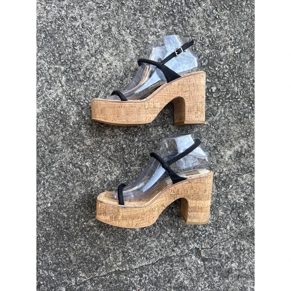 Dolce Vita Jodie Sandals Women's 8.5 Black Strappy Platform Cork Heels